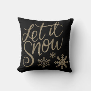 Decorative Let it Snow Crystal Snowflake Christmas Throw Pillow