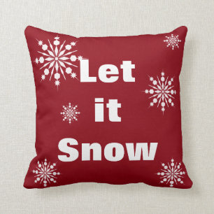 Decorative Let it Snow Crystal Snowflake Christmas Throw Pillow