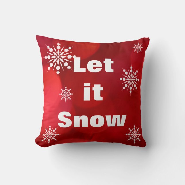Decorative Let it Snow Crystal Snowflake Christmas Throw Pillow (Front)