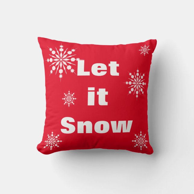 Decorative Let it Snow Crystal Snowflake Christmas Throw Pillow (Front)