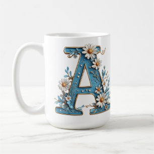 Decorative Letter A With Blue Enamel Coffee Mug