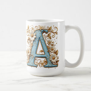 Decorative Letter A With Blue Enamel Coffee Mug