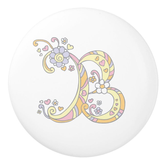 Decorative letter B monogrammed handle knob (Front)