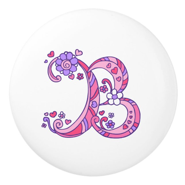 Decorative letter B monogrammed handle knob (Front)