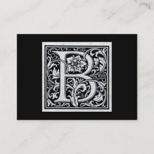 Decorative Letter "B" Woodcut Woodblock Inital Business Card