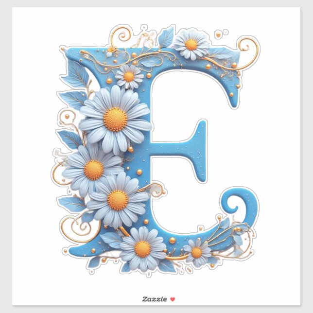 Decorative Letter E With Blue Enamel (Sheet)