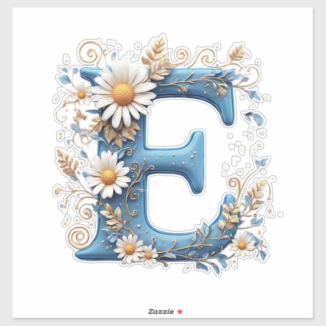 Decorative Letter E With Blue Enamel (Sheet)