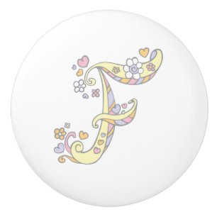 Decorative letter F monogram handle pull knob