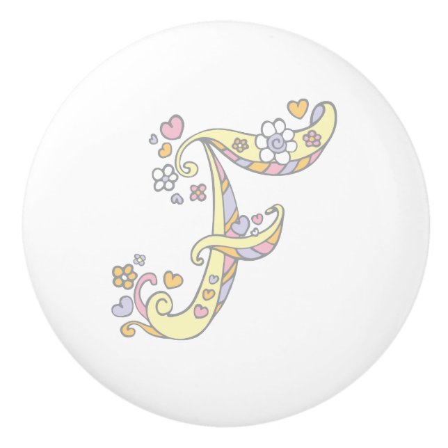 Decorative letter F monogram handle pull knob (Front)