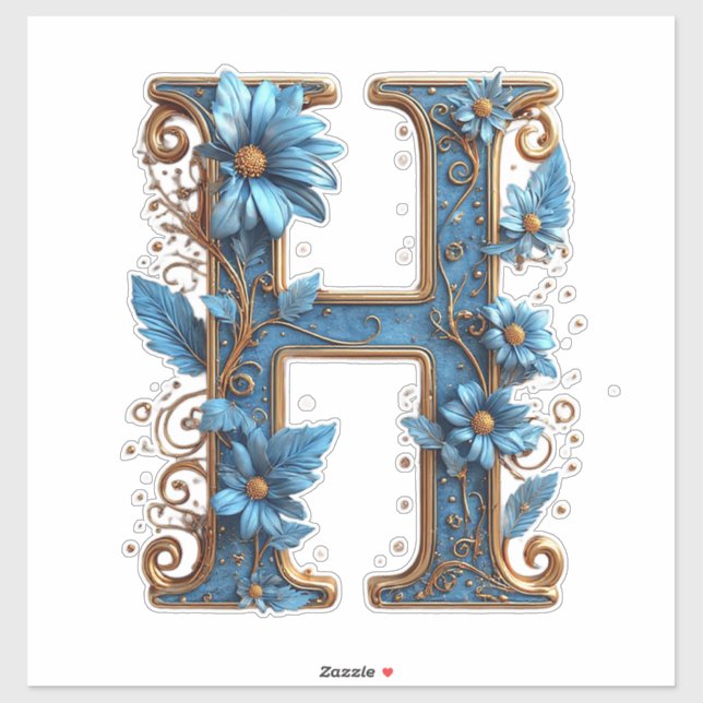 Decorative Letter H With Blue Enamel (Sheet)