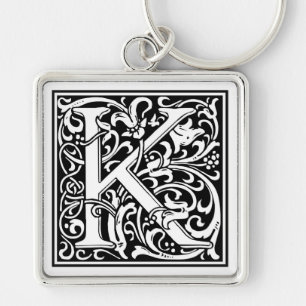 Decorative Letter Initial “K” Keychain