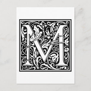 Decorative Letter Initial “M” Postcard