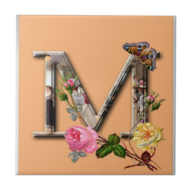 Decorative Letter Initial “M” Tile (Front)
