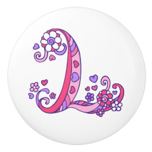 Decorative letter L monogrammed handle knob