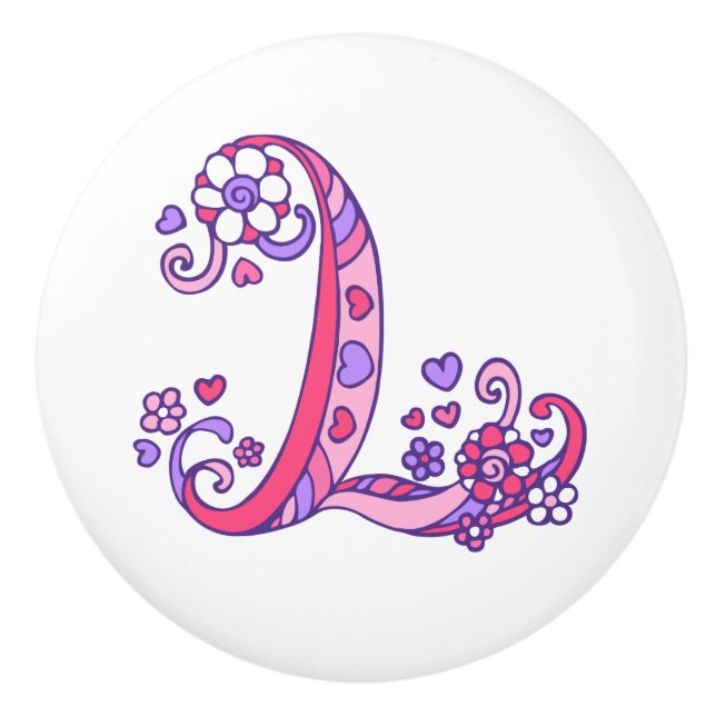 Decorative letter L monogrammed handle knob (Front)