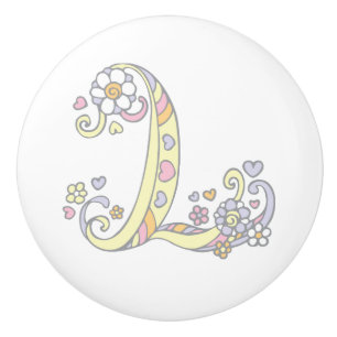 Decorative letter L monogrammed handle knob