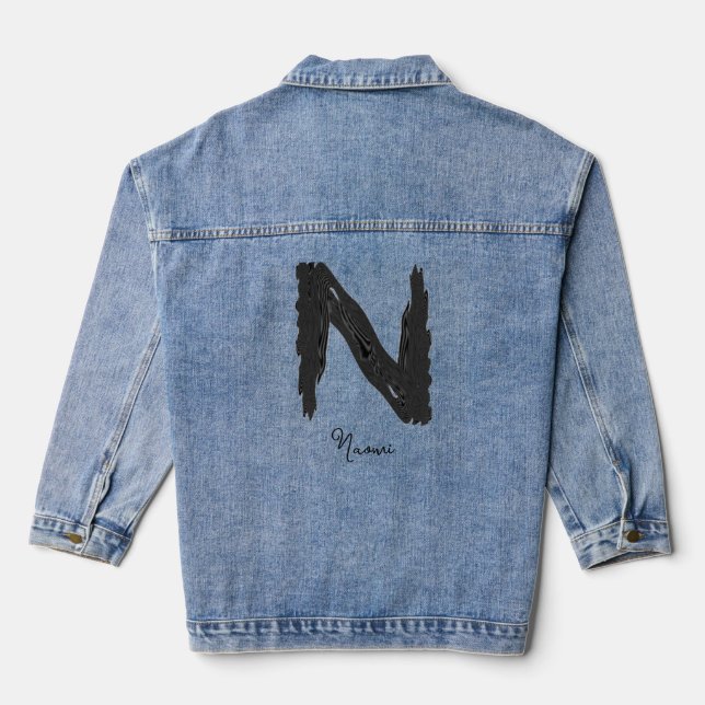 Decorative Letter N with Insignia Monogram Denim Jacket (Back)