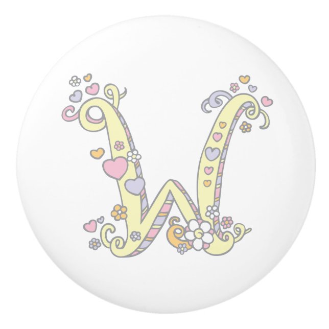 Decorative letter W monogrammed handle knob (Front)