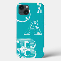 Decorative Letters on Blue Background
