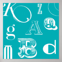 Decorative Letters on Blue Background