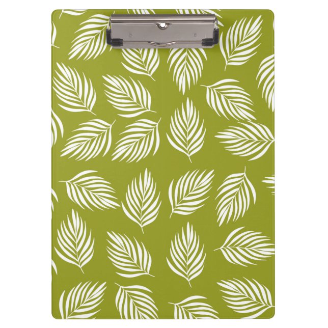 Decorative Lime Green Leaves Pattern Clipboard (Front)