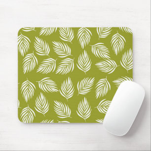 Decorative Lime Green Leaves Pattern Mouse Pad