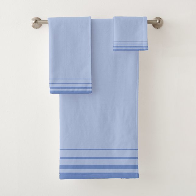 Decorative Lines on Light Blue Bath Towel Set (Insitu)