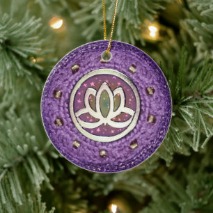 Decorative Lotus Crochet Look Ceramic Ornament