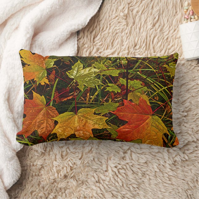 DECORATIVE LUMBAR THROW PILLOW/ FALL LEAVES LUMBAR PILLOW (Blanket)