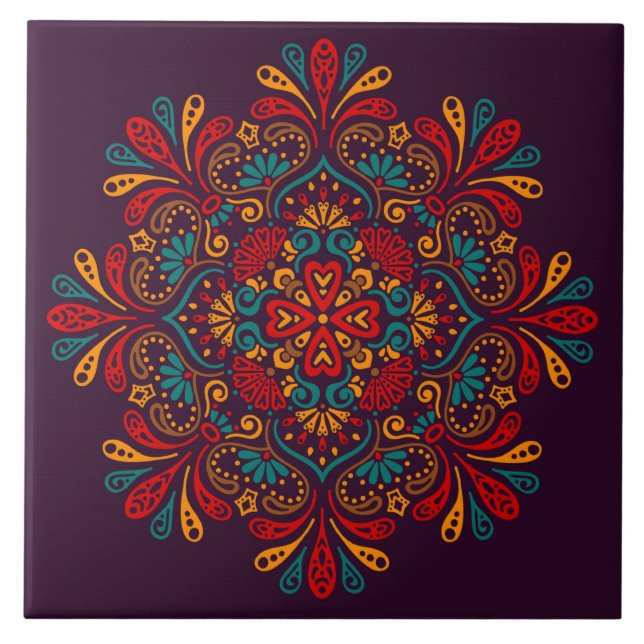 Decorative Mandala Ceramic Tile (Front)