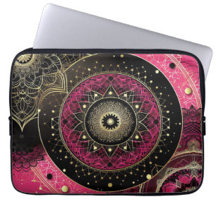 Decorative Mandala Lace Pink Black Electronics Bag