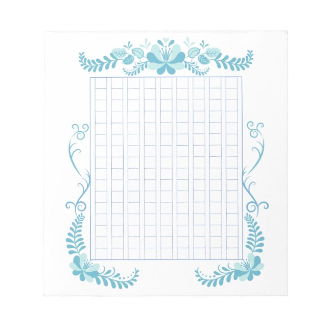 Decorative manuscript paper <Blue> 144 words [bl02 Notepad (Front)