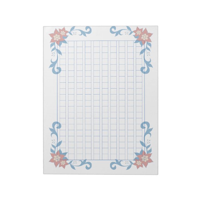 Decorative manuscript paper <Blue> 200 words [bl06 Notepad (Rotated)