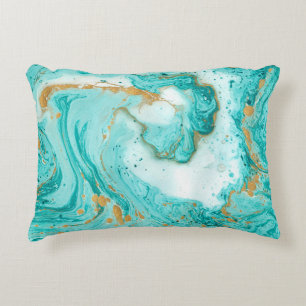 Decorative marble texture. Abstract painting. Turq Accent Pillow