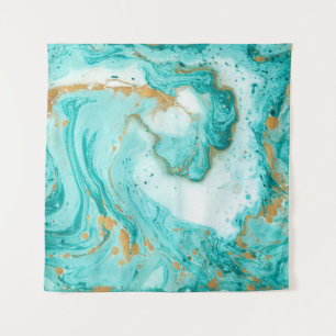 Decorative marble texture. Abstract painting. Turq Tapestry