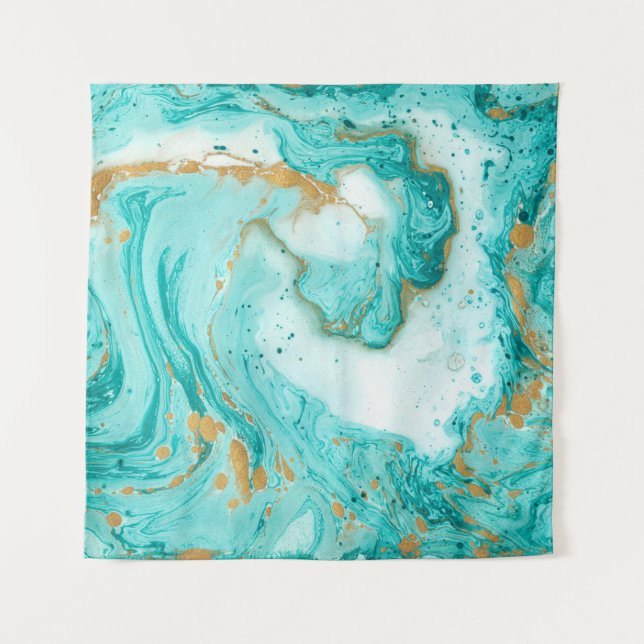 Decorative marble texture. Abstract painting. Turq Tapestry (Front)
