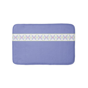 Decorative Mauve Green White and Pink Accented Bath Mat
