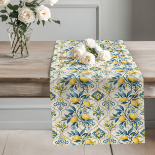 Decorative Mediterranean Intricate Tile Designs Long Table Runner