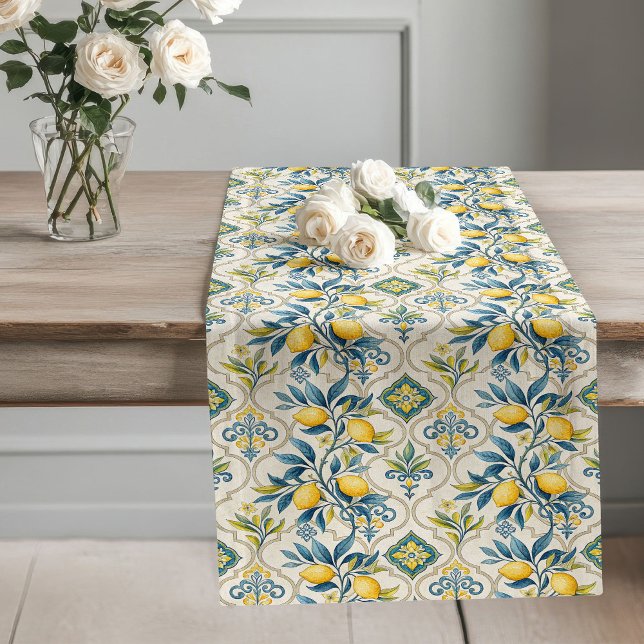 Decorative Mediterranean Intricate Tile Designs Long Table Runner (Decorative Mediterranean Intricate Tile Designs Long Table Runner)