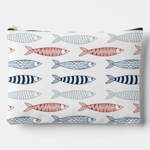 Decorative Mediterranean Sardines Fish Pattern Accessory Pouch