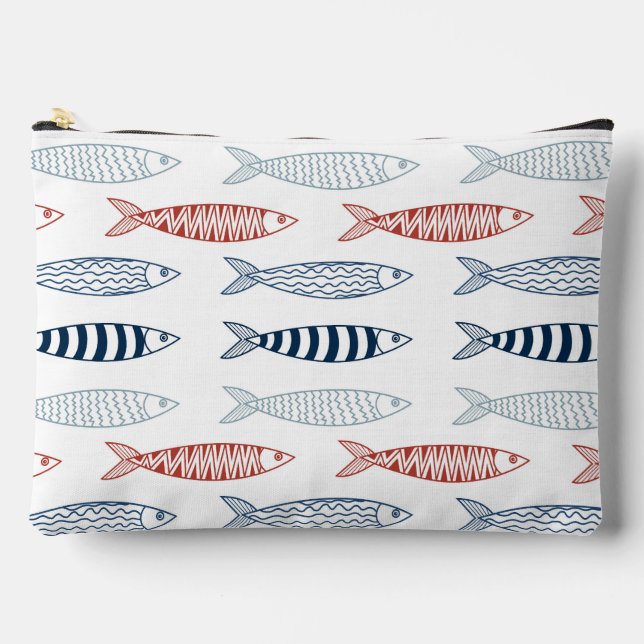 Decorative Mediterranean Sardines Fish Pattern Accessory Pouch (Front)