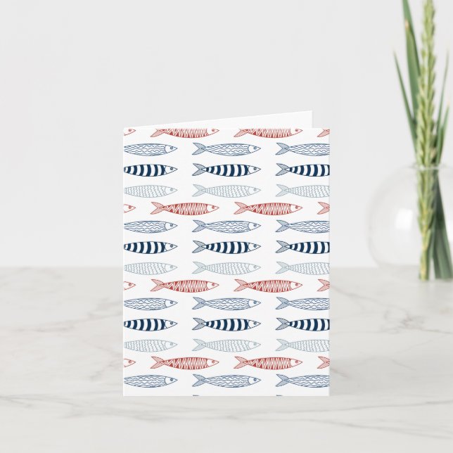 Decorative Mediterranean Sardines Fish Pattern Card (Front)