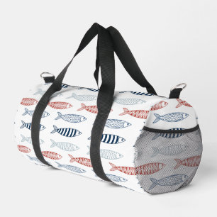Decorative Mediterranean Sardines Fish Pattern Duffle Bag