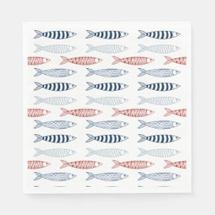Decorative Mediterranean Sardines Fish Pattern Napkin