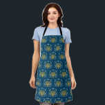 Decorative Menorah Hanukkah Apron<br><div class="desc">Extend the Chanukah celebration to the kitchen this season. This decorative Hanukkah apron features a gold menorah surrounded by leaves,  stars,  and swirls in a pattern against a rich blue background. Perfect for those eight crazy nights! Available with matching products.</div>