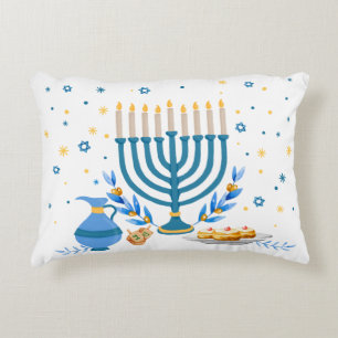 Decorative Menorah Hanukkah Holiday Accent Pillow