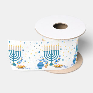 Decorative Menorah Hanukkah Holiday Satin Ribbon