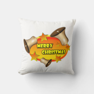 Decorative Merry Christmas Holly Badge oval text Throw Pillow