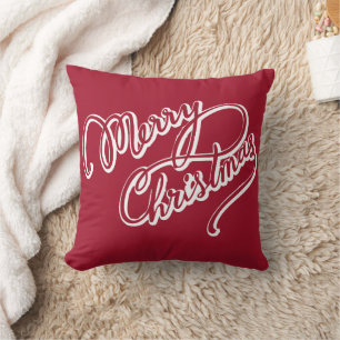 Decorative Merry Christmas Red Modern Throw Pillow