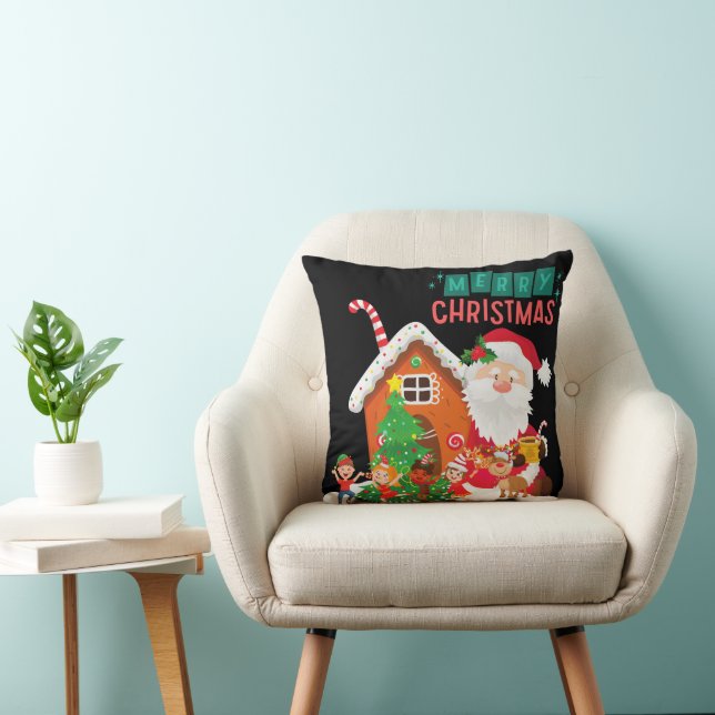 Decorative Merry Christmas Santa Throw Pillow (Chair)